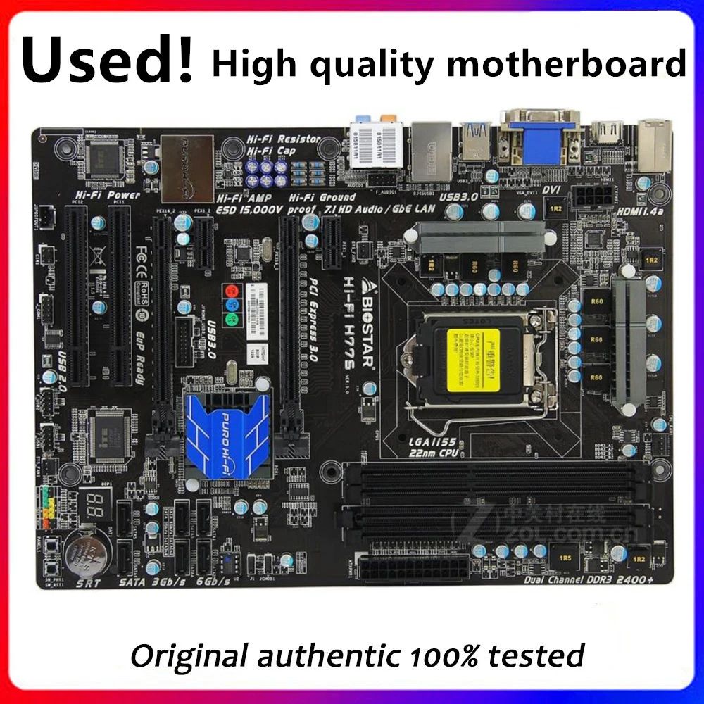 

For Biostar Hi-Fi H77S Computer Motherboard LGA 1155 DDR3 For Intel H77 H77M Original Desktop Used Mainboard