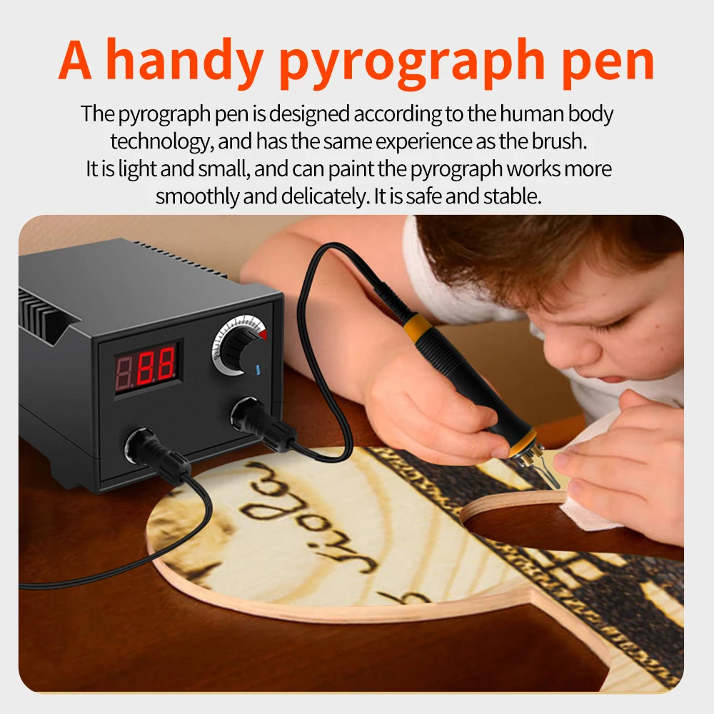 100W LED Wood Burner Pyrography Pen Burning Machine Gourd Crafts Tool Set With Welding Wire Top Adjustable Temperature