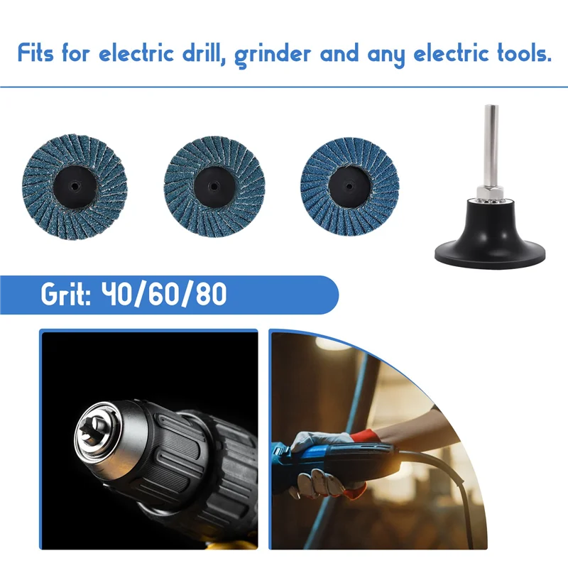 

ABSS-50Mm 2 Inch Flap Disc Sanding Disk For Rolor Roll Lock Abrasive Tools Fits Polishing Metal Iron Rust Removal Grinding Wheel