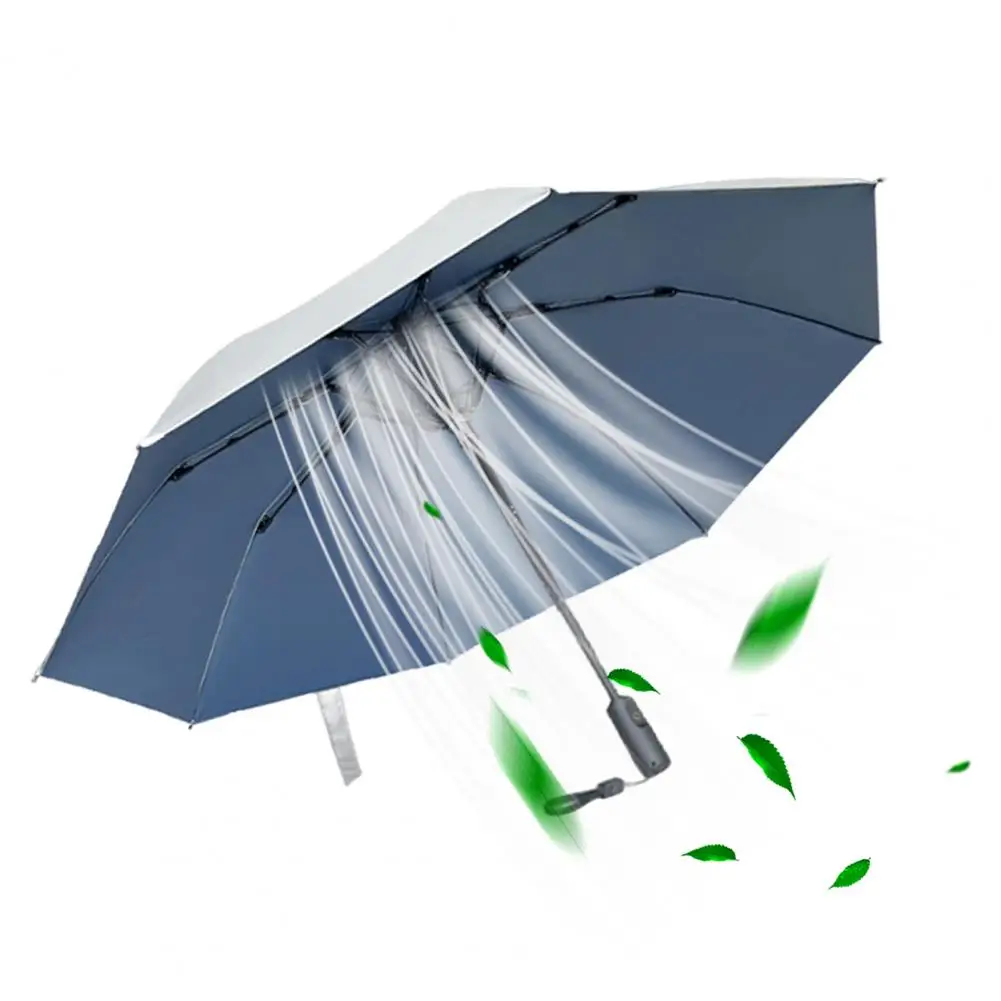 

Портативный складной зонт, портативный складной зонт с защитой от ультрафиолета и солнца с вентилятором, перезаряжаемая от USB батарея, водонепроницаемый для улицы
