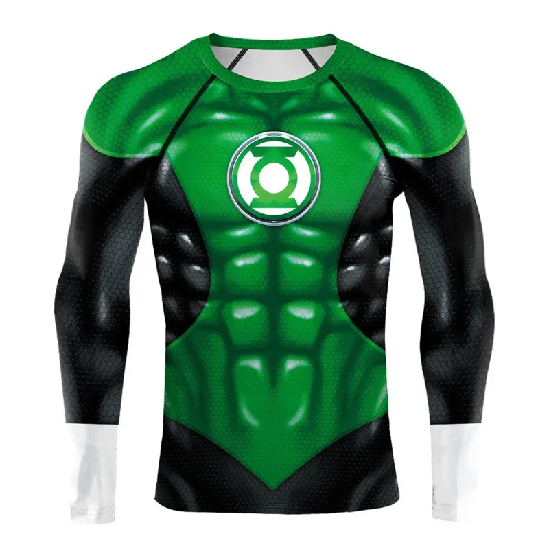 Film Green Lantern Camicia cosplay Manica lunga Abbigliamento sportivo Top Green Lantern Camicia sportiva da uomo T-shirt