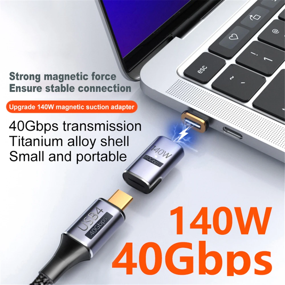 new pattern 140W MAX USB 40Gbps Magnetic Type-C OTG USB C To USB-C Fast Charge Magnet Converter Cable 8K120Hz USB Type C Adapter