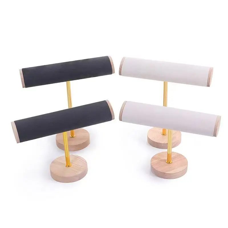 

Trendy T Bar Jewelry Display Stand Multipurpose Bracelet Bangle Necklace Hairband Storage Rack Jewelry Organizer Showcase Props