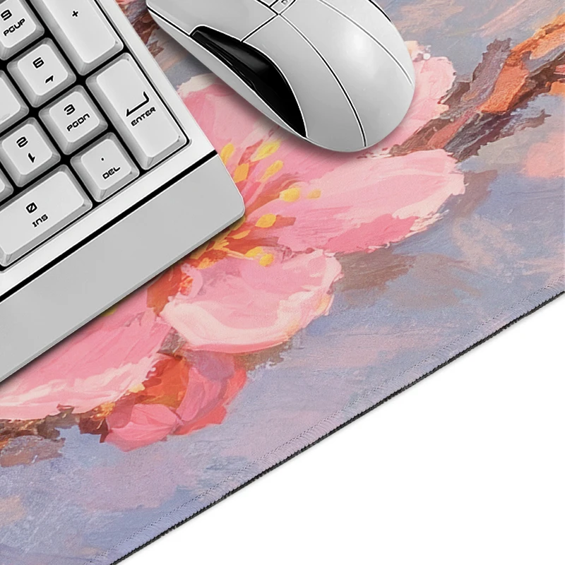 Mouse Pad Pink Flower Gamer XL HD Large Custom Mousepad XXL Mechanical Keyboard Pad Soft Office Non-Slip Mouse Mats Table Mat