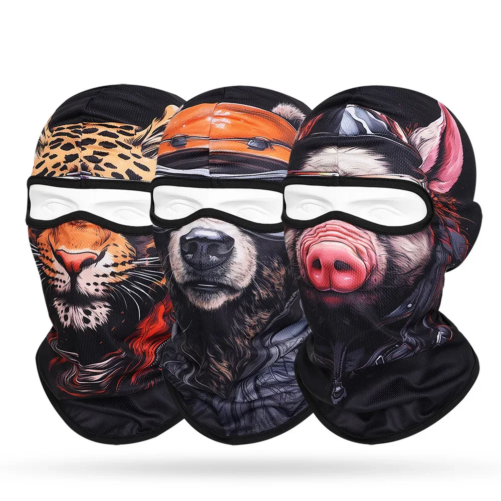 New 3D Animal Printed Balaclava for Men and Women, Dry Quick Full Face Cap Mask, Biker Cycling Face Shield, Motorcycle Headgear,