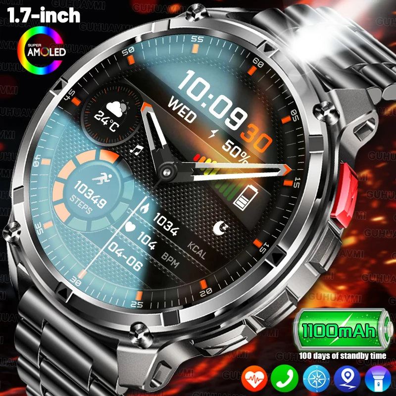 

NEW T-Rex 3 Military Grade 1100mAh Battery SmartWatch 5ATM Waterproof GPS trackr Bluetooth Call HD AMOLED Men Sports Smartwatch