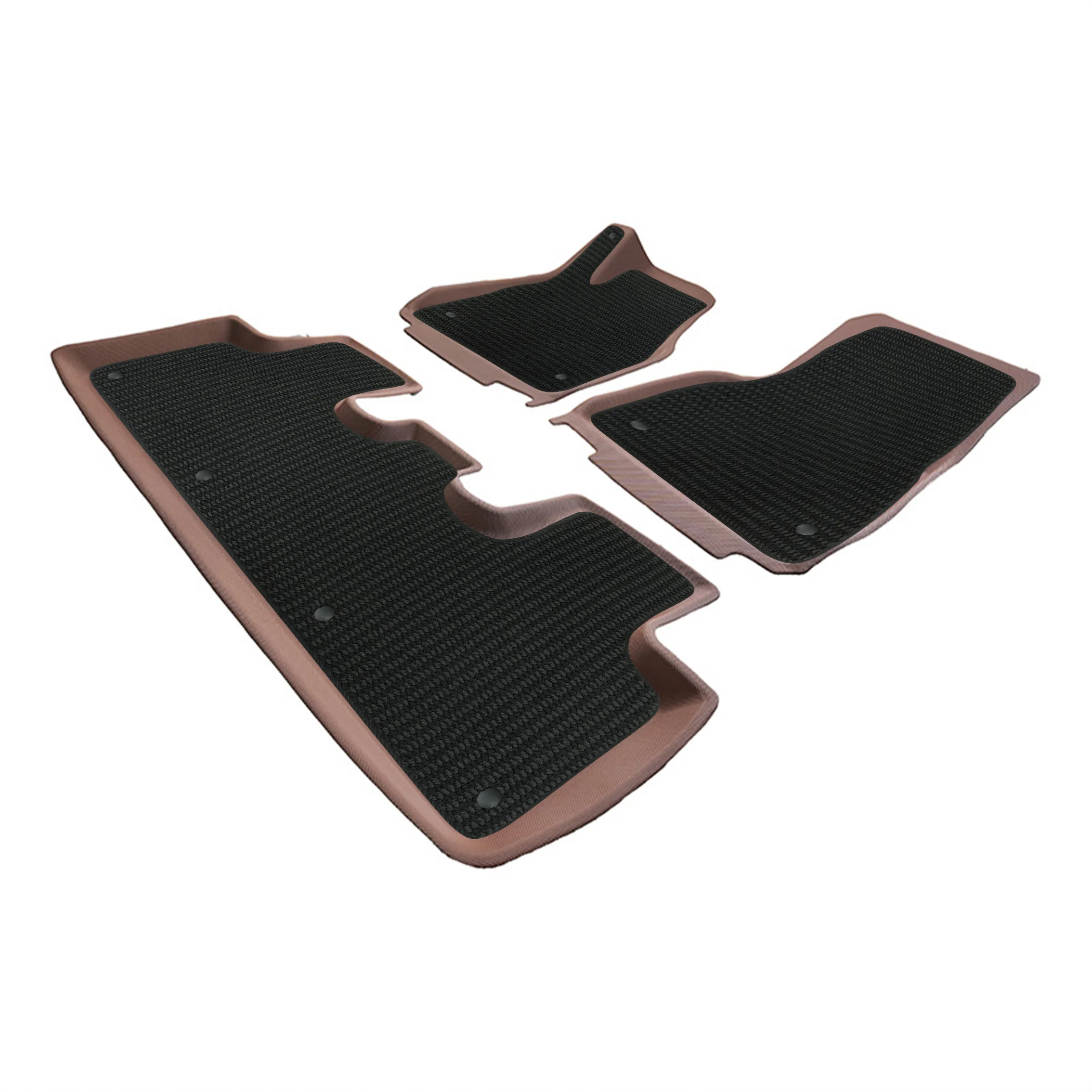 For Tesla Model Y RHD – Brown XPE Mats, Menis Top, Dual-Layer, Lightweight, Durable, Waterproof & Easy-Clean