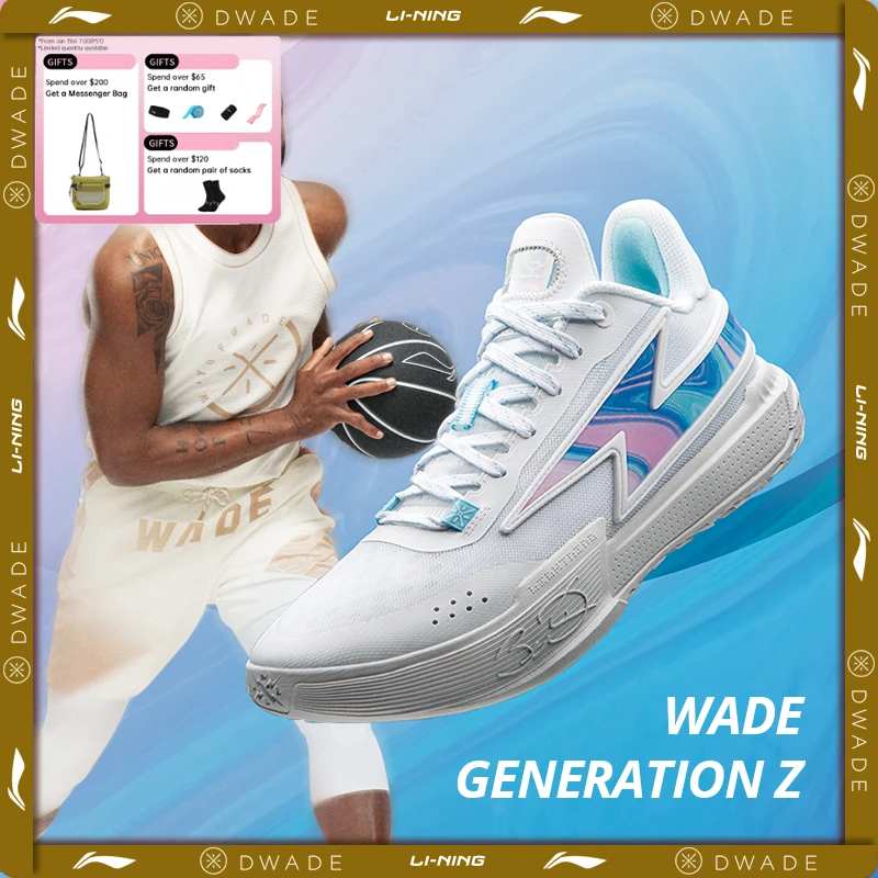 

Li-Ning Men's WADE GENERATION Z On Court Basketball Shoes Breathable Cushion LiNing Son of Flash Basic Team Shoes ABPU027