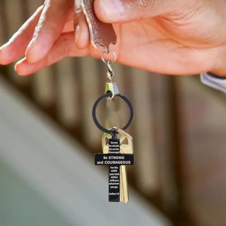 2pcs พวงกุญแจสําหรับชายพวงกุญแจสแตนเลสคริสเตียนข้อพระคัมภีร์ Key CHAIN แรงบันดาลใจพระคัมภีร์ศาสนา Key Holder K