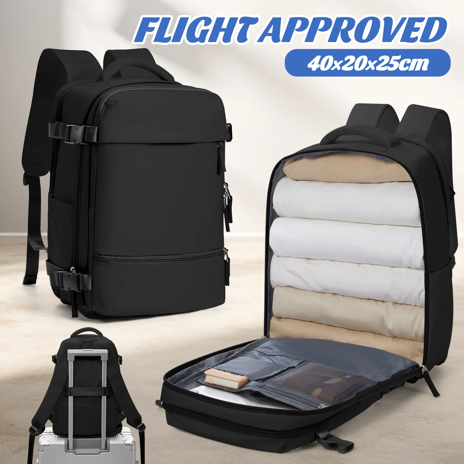 Ryanair 40x20x25 Bolsa de cabina debajo del asiento Mochila de viaje Mochila de tamaño de cabina, Bolsa de equipaje de mano Mochila Mochila Mochila informal