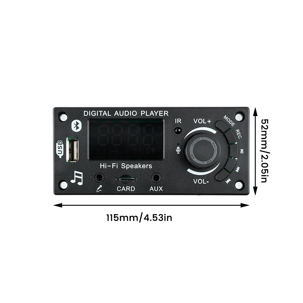 DC5V-25V Bluetooth 5.0 LCD MP3 WMA WAV Decoder Board Handsfree Car Audio Microphone Recording USB TF FM Mp3 Music Player Speaker