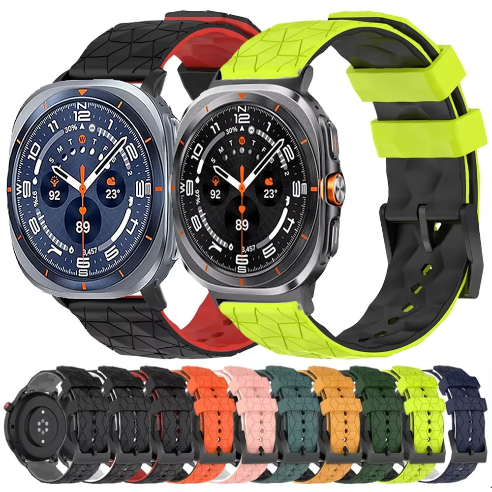 Sport Silicone Strap For Samsung Galaxy Watch Ultra 2025 47mm Football Stripe Replacement Bracelet Galaxy Watch Ultra Accessory