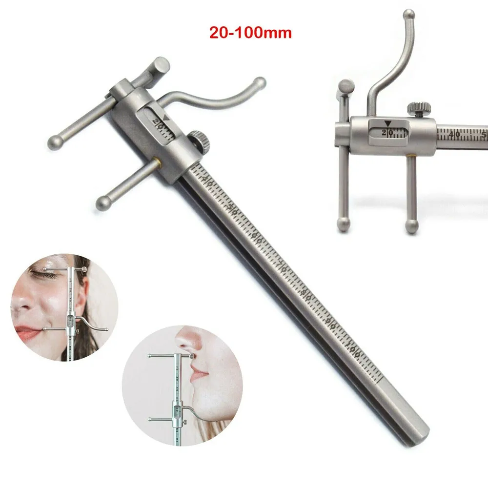 New type Dental Orthodontic Sliding Caliper Chin Indicator Dental Implant Measuring Gauge Caliper Ruler 20-100mm Stainless Steel