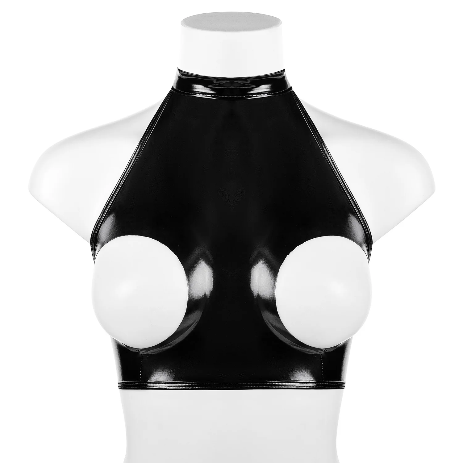 New Woman Open Chest Tank Top Sexy Underwear Vest Waistcoat Shaper Exposed Breast Patent Leather Sex Bra Hollow Out Brassiere