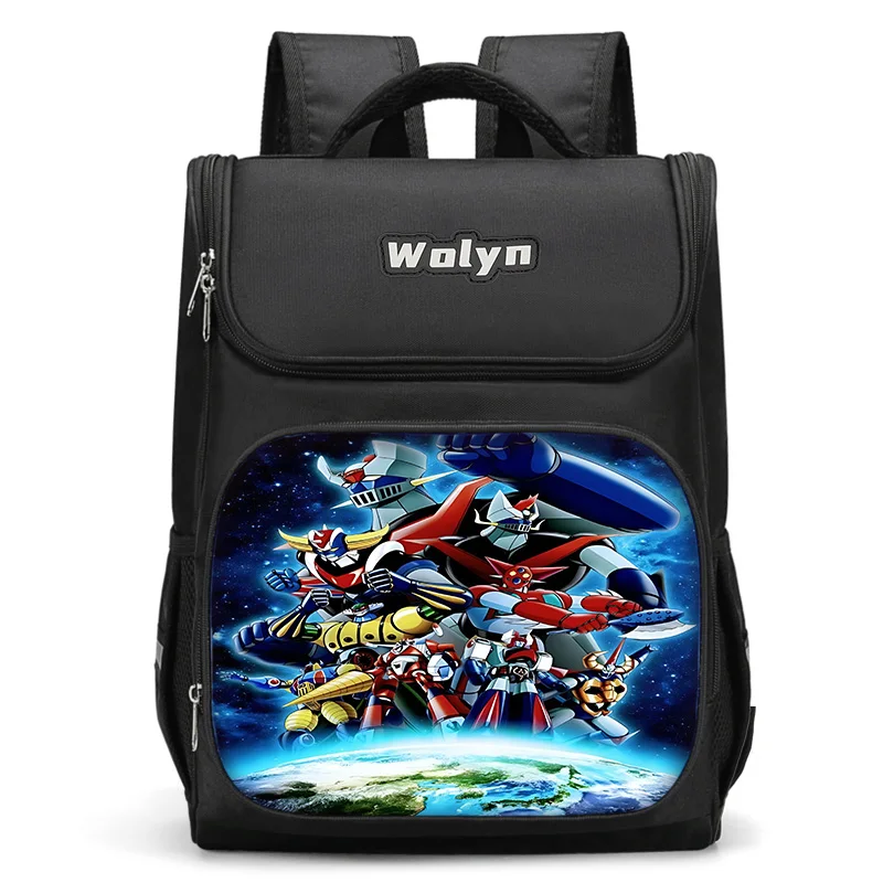 Mochila Mazinger Z manga para homens e mulheres, bolsa escolar grande, durável e multi-compartitmen, criança, meninos e meninas