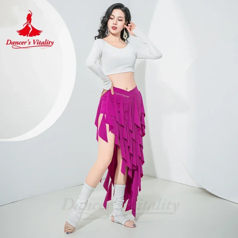 Belly Dance Cotume for Women Long Sleeves Top and Dynamic Fringed Skirt Group Practice Wear Outfit Girl\'s Bellydance Clothing