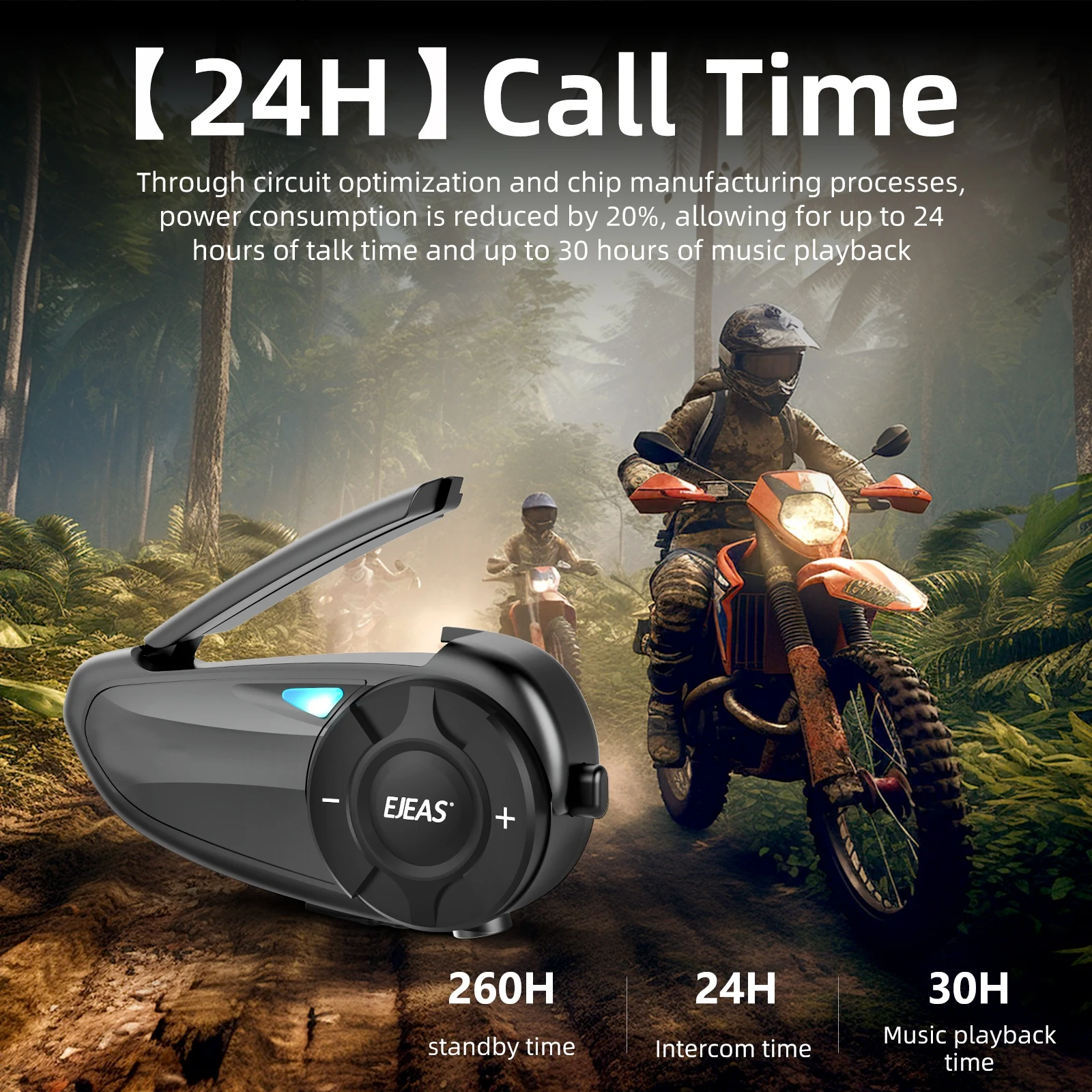 EJEAS Q2 Motorcycle Helmet Intercom Bluetooth 5.1 Headset Quick Pair Waterproof Up to 2 Riders Wireless Interphone Earphone
