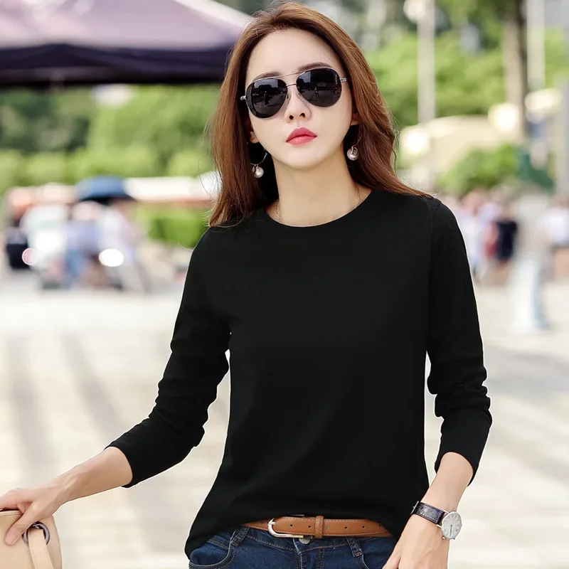 MRMT 2026 Brand New Women's T-shirts Round Neck Top Bottoming Shirt Long-Sleeved Women T Shirt Cotton All-Match Solid Woman Tees