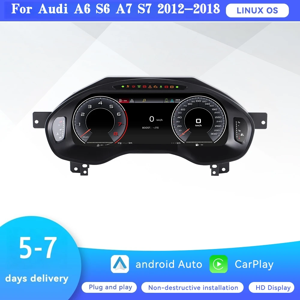 

12,3-дюймовый ЖК-экран, цифровая приборная панель, виртуальная приборная панель, ЖК-дисплей CockPit для Audi A6 S6 A7 S7 2012-2018, спидометр