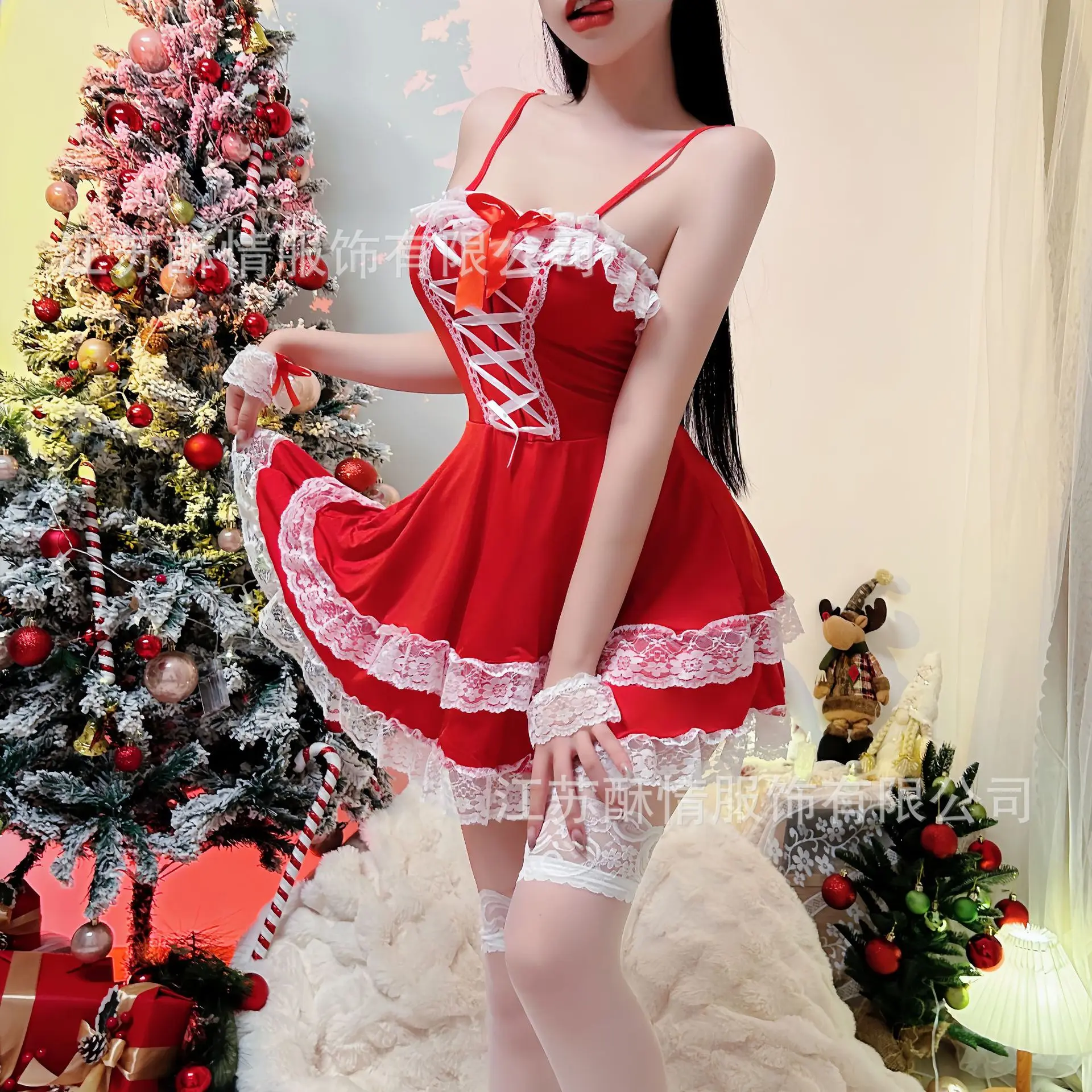 Christmas red temptation dress sexy suit new cute suspenders slim fit pure desire uniform