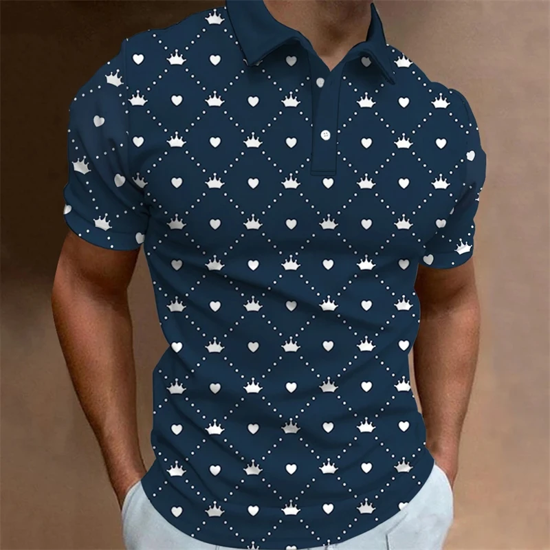 Fashion Mens Polo Shirt Short Sleeve Anchor Patter Mens Designer Clothes Causal Short Sleeve Button Lapel Polo T-shirts Apparel