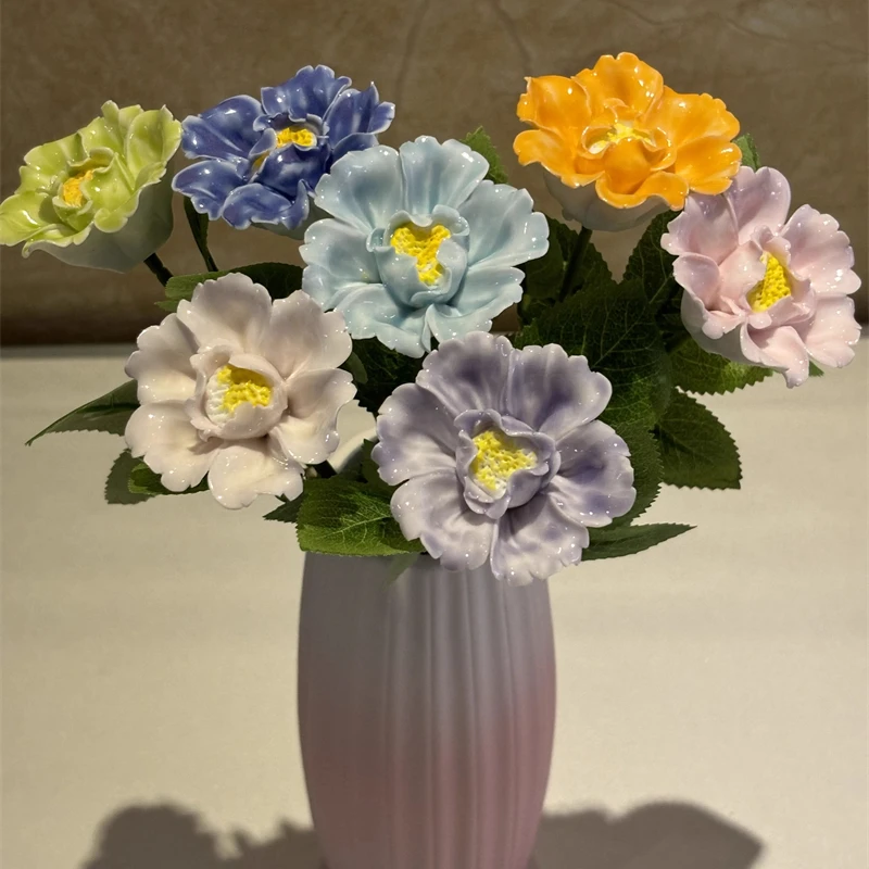 Creative Ceramic Flowers Peony Flowers and Cherry Blossoms Decorative Arts and Crafts Wall Decorations Home Decor Accessories