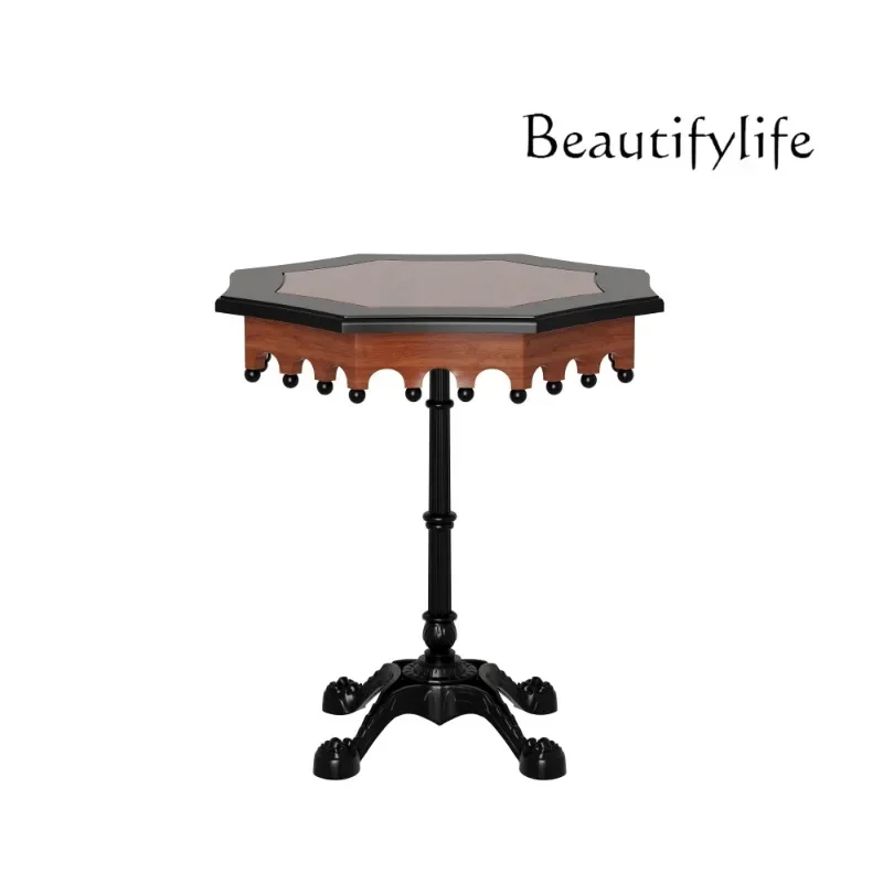 

Modern solid wood simple medieval flower edge villa living room sofa edge household coffee table