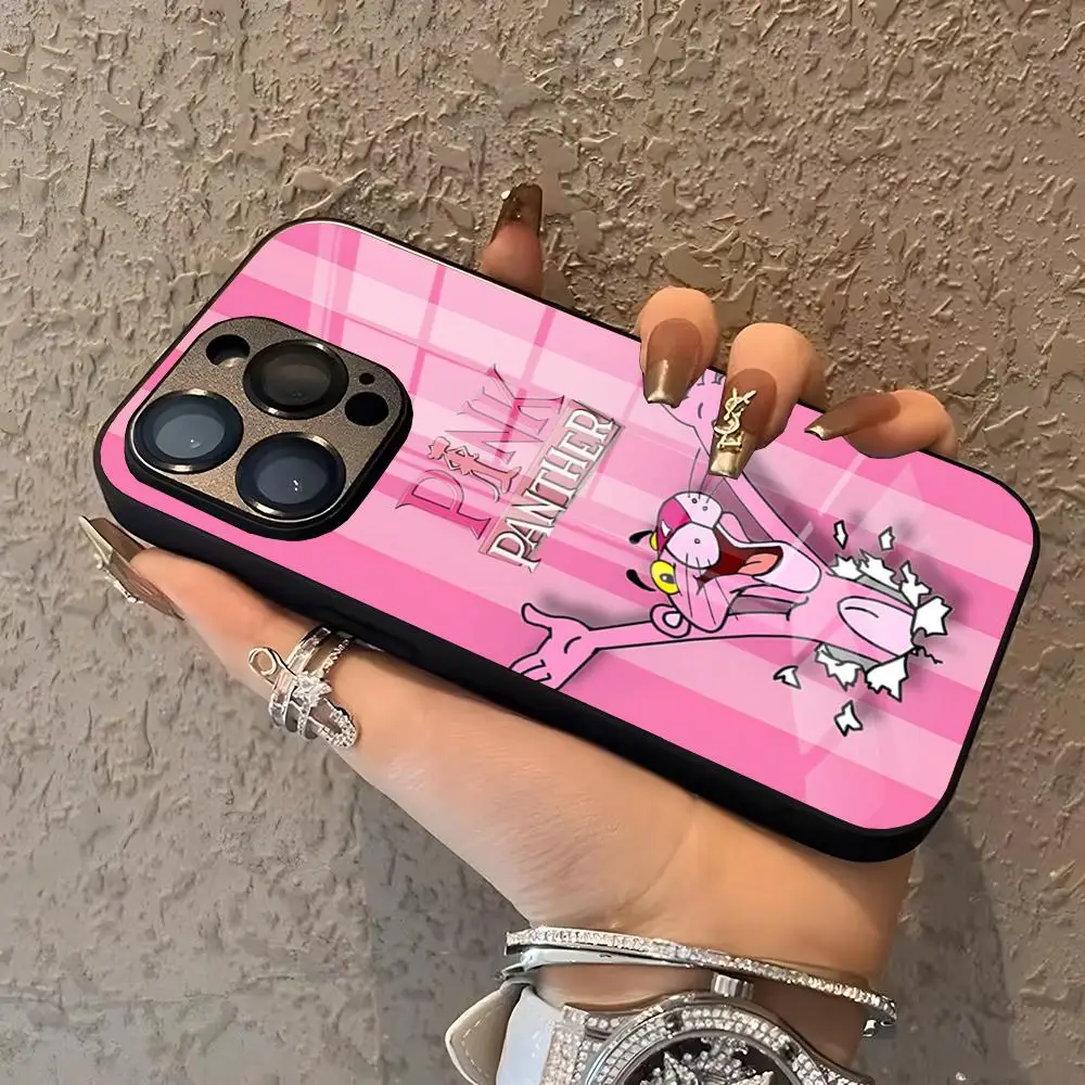 Чехол для телефона с рисунком розового цвета P-PantherES для IPhone 16 15 Pro 11 Max 12 14 13, роскошный чехол для беспроводной зарядки Magsafe
