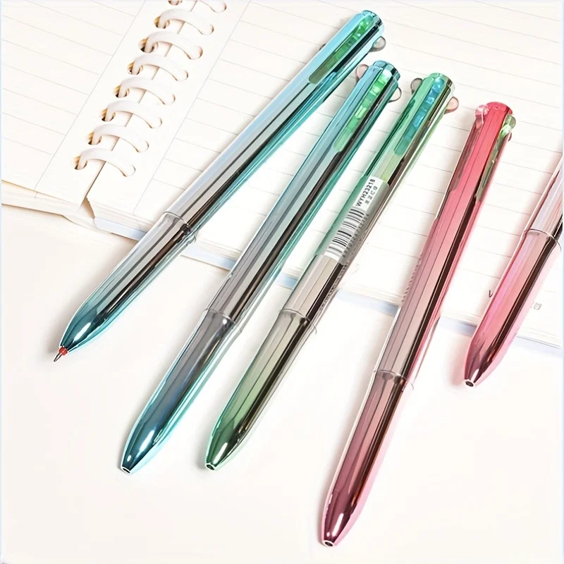 12pcs High End Metal Texture 4-color Press Pen Black Red Blue Green 0.5mm Office Learning Business Signature Pen