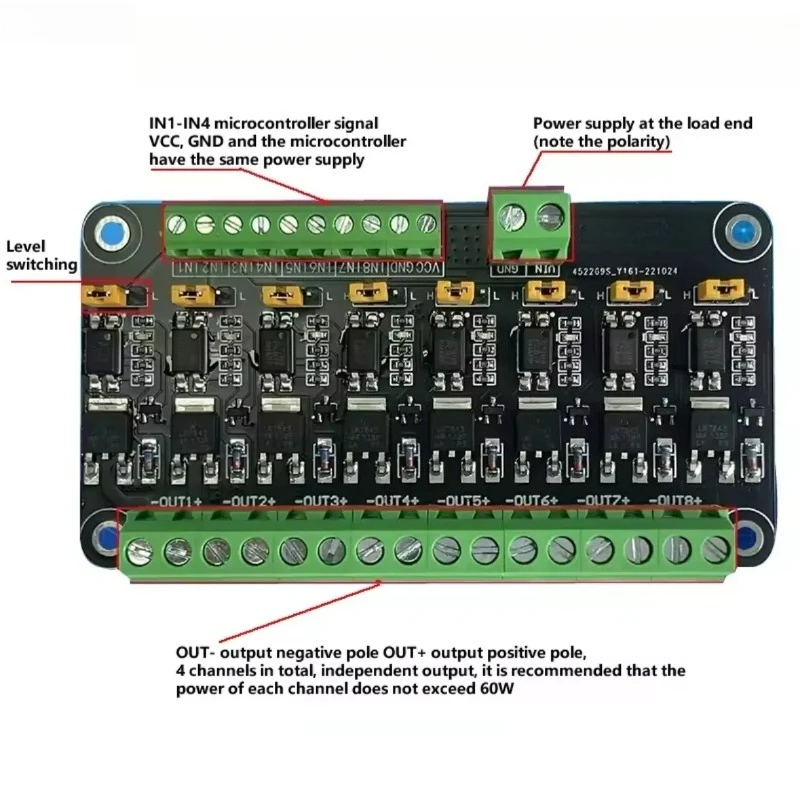 8-Channel Module Microcontroller PLC Amplification Field-effect Drive Tube Optocoupler Isolation PWM Control Light Switch  1pcs