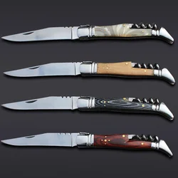 laguiole Pocket Knife Corkscrew Wine Openers Portable Folding Steak Knives Outdoor Camping Knife Camping Tool Household Use 1pcs