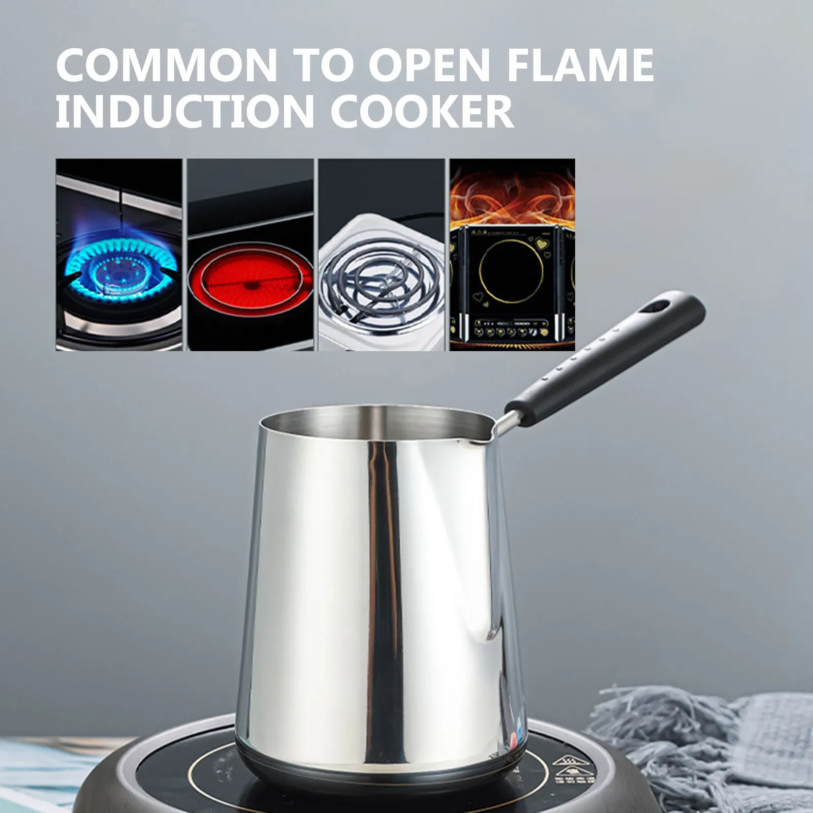 

Кастрюля из нержавеющей стали для молока, глубокая, ручная, для кухни, для подогрева молока, для домашнего использования, глубокая кастрюля-сотейник