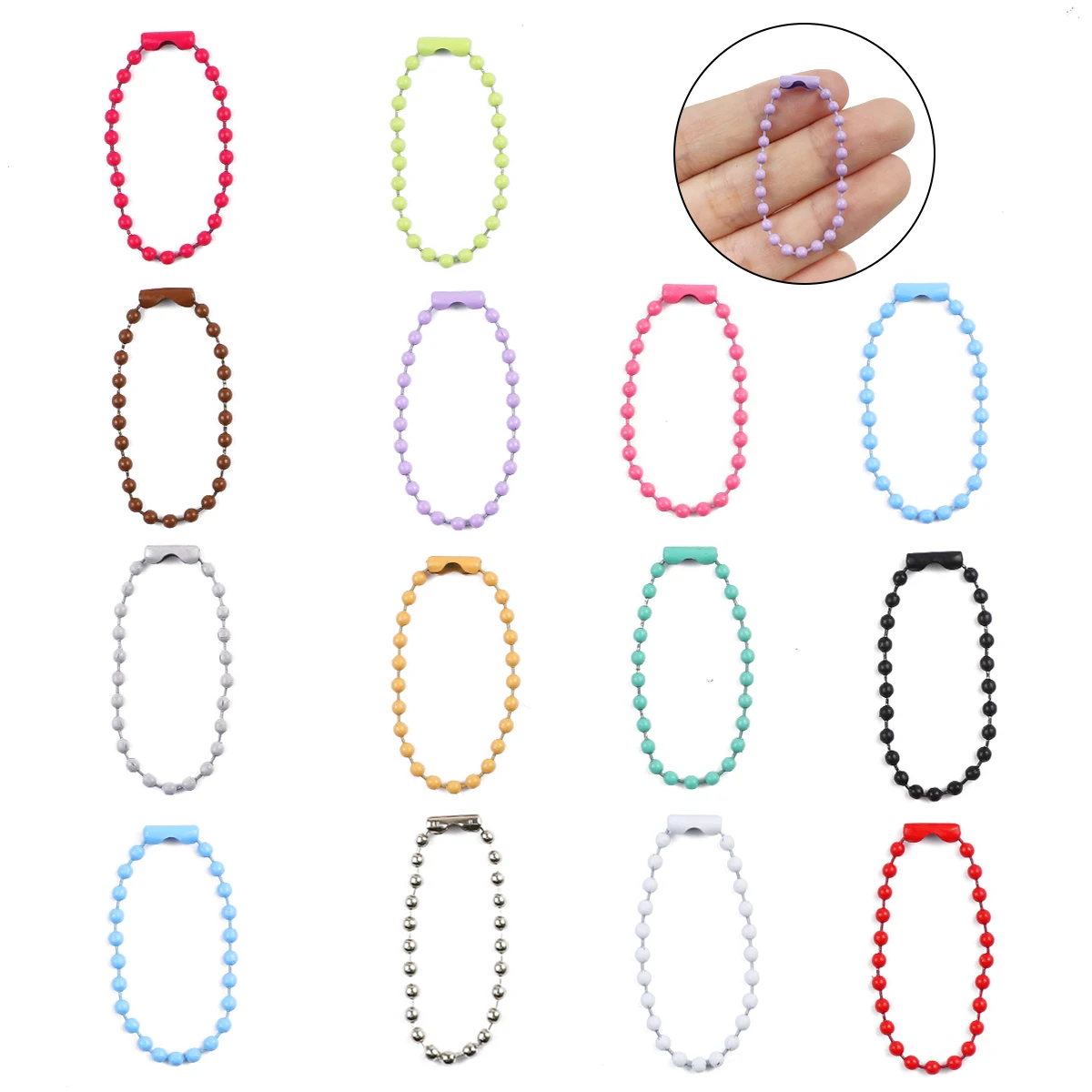 20/40/60pcs Baking Paint Beads Chains Fits Key Chain/Dolls/Label Hand Tag Connector For Jewelry Making Bracelets DIY Accessories