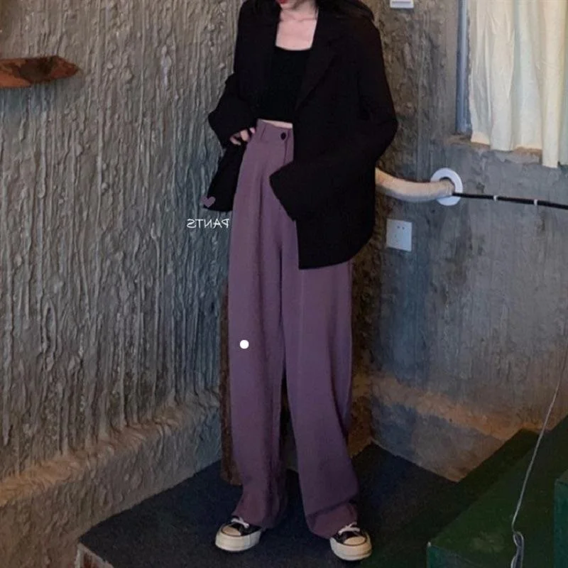 

Широкие спортивные брюки с высокой талией, женские цветные повседневные драпированные брюки, четыре сезона, длина в пол, девять очков