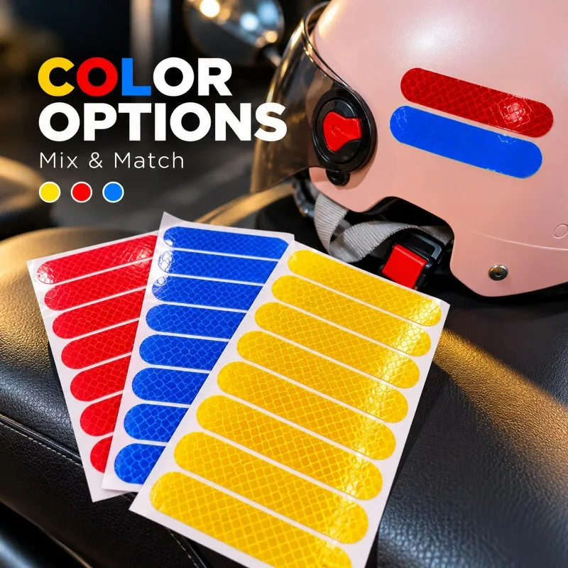 Motorcycle Helmet Reflective Stickers Night Safety Warning Strip High Visibility Waterproof PET Decal for Electric Scooter Bike