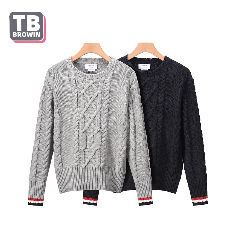 

TB BROWIN Flagship-store Brand four-bar men's sweater round-neck Jacquar autumn winter warm luxury personality collision