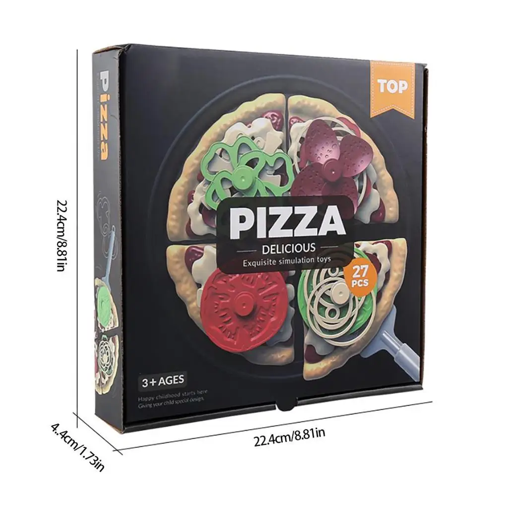 Simulation Pizza Toy Early Learning High-strength Wear-Resistant Fake Pastry Plastic Food Toys Set School Kids Christmas gift