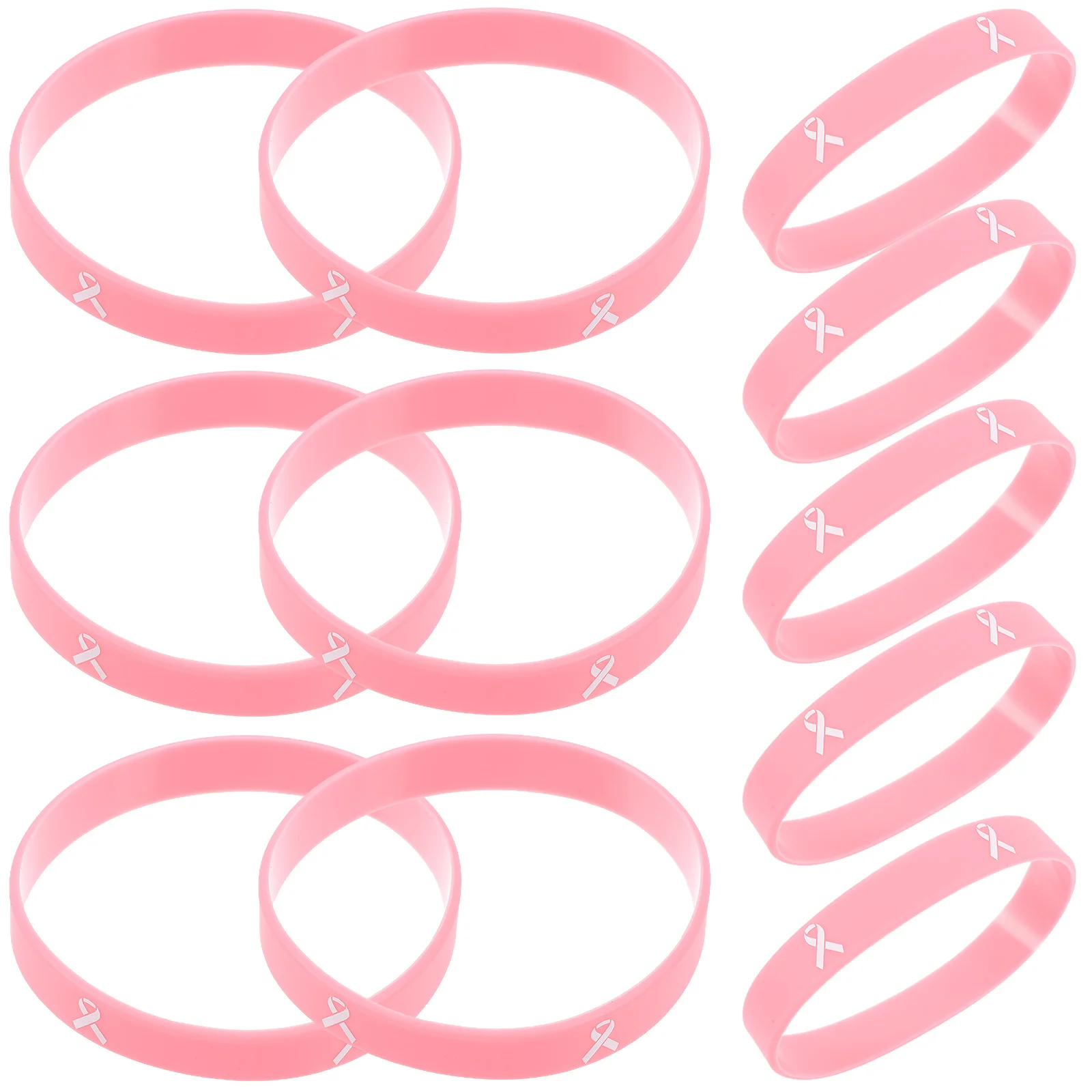 20 Pcs Breast Cancer Bracelet Motivational Wristbands Silicone Ribbon Bracelets Hand Pink Strap Awareness