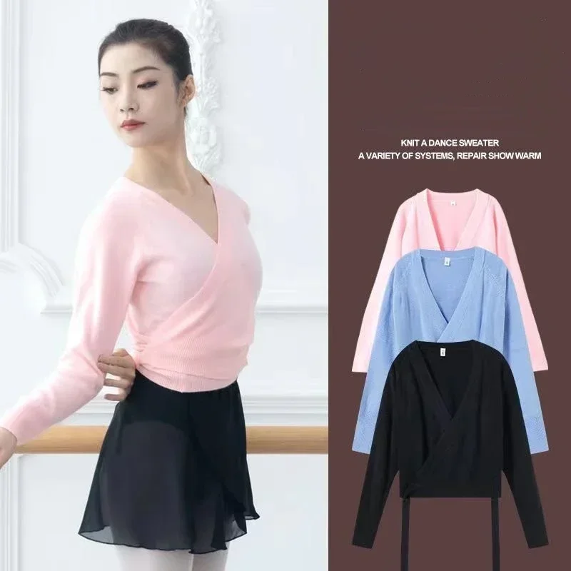 Dance Sweater Jacket Autumn Winter Adult Ballet Practice Clothing Dance Yoga Gymnastics Outer Knit Long-sleeve Cardigan Warm Top