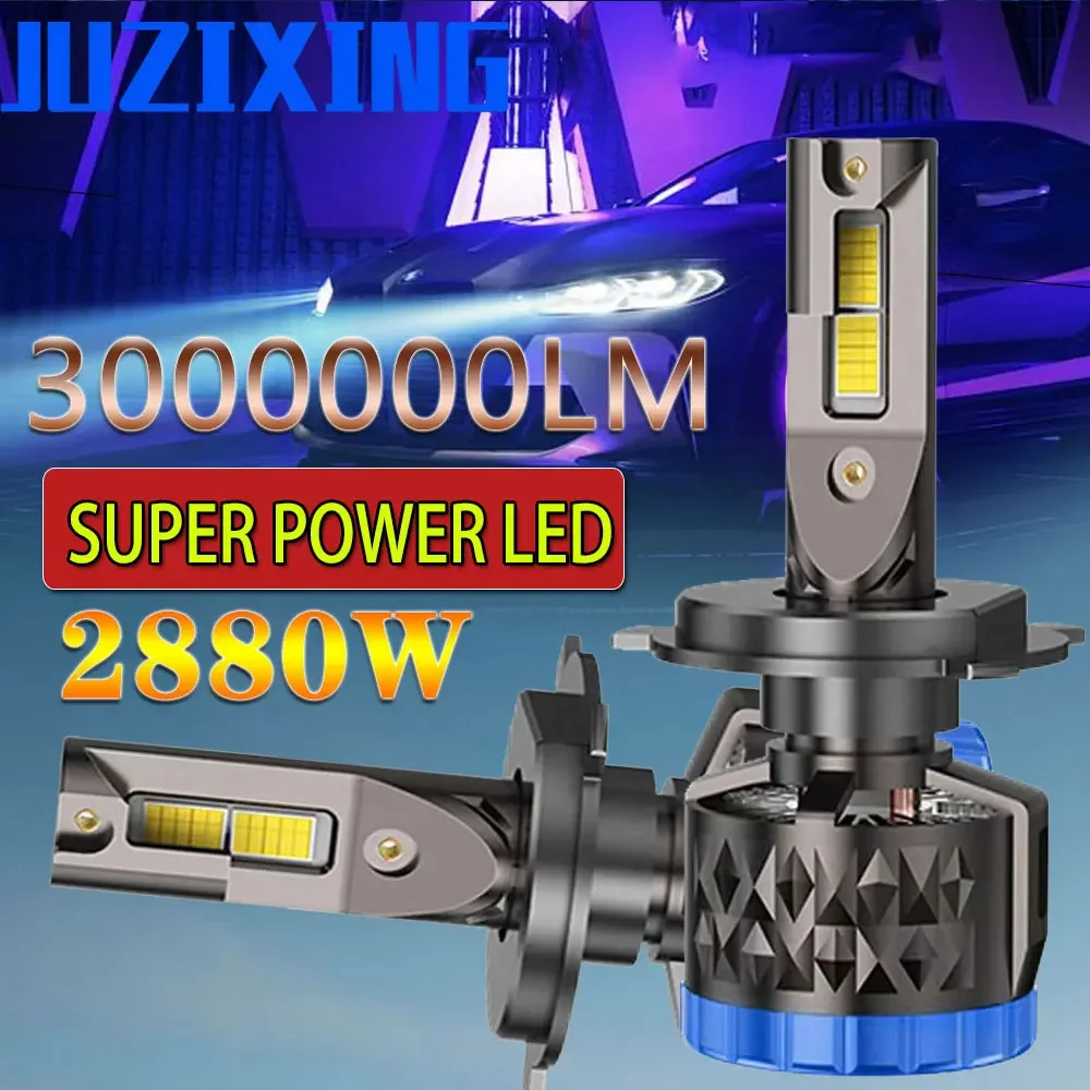 

JUZIXING 2880W H7 LED Canbus Headlight Project 6500K Led t Super Daytime Running Auto H11 H4 H1 9012 HB3 9005 9006 H8 Lights