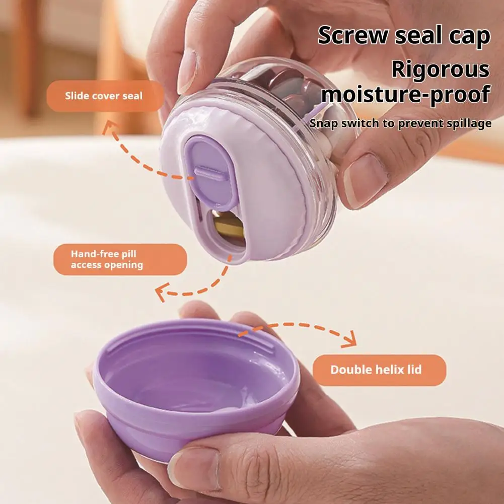 Pill Organizer Box Travel Pill Case with 4 Compartments Transparent Sealed Pill Container for Daily Supplements Fish Oil  약 목록