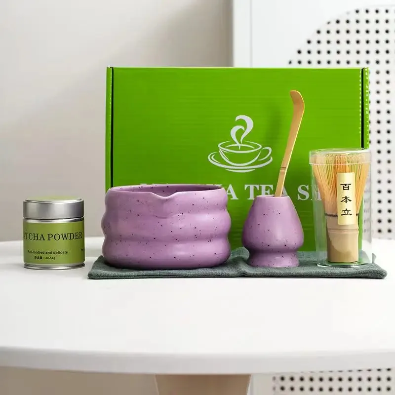

1-6PCS Japanese Purple Matcha Set with Ceramic Bowl Bamboo Matcha Whisk and Tea Scoop for DIY Tea-making Tools Accessories