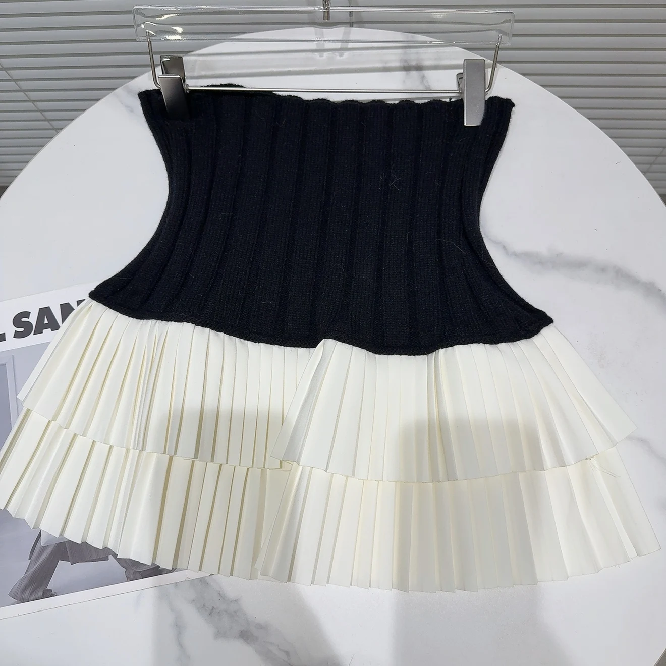 2024 Winter New Sweet High-waisted Threaded Knitted Splicing Pleated Skirt Women A Line Short Skirt Ruffle Skirt Female Student