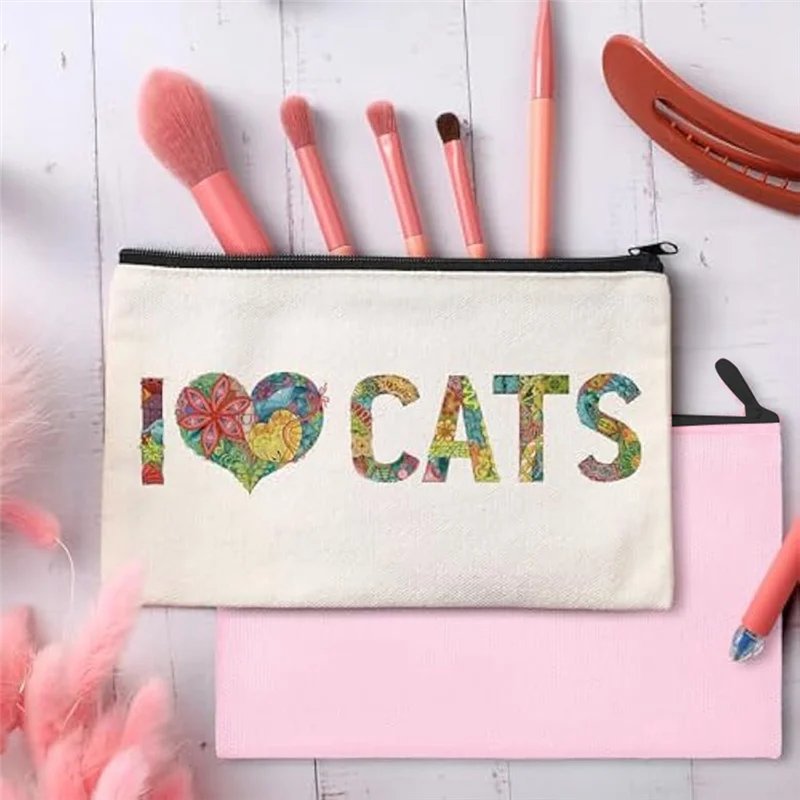 A34M-50Pcs 캔버스 지퍼 주머니 빈 DIY 공예 가방 캔버스 메이크업 가방 메이크업 여행을위한 다목적 주머니 세면 용품 토트 백