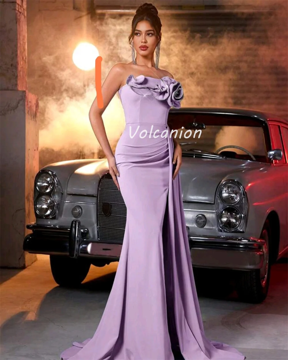 Vestidos largos sin tirantes de sirena plisados de flores hechos a mano de Jersey clásico personalizado de alta calidad vestidos para ocasiones a medida elegantes