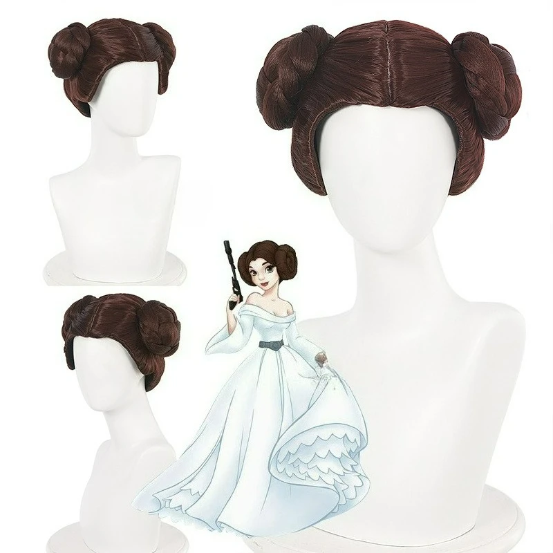 

Princess Leia Cosplay Wig High Quality Movie Leia Cosplay Role Play Cosplay Wigs Women + free wig cap