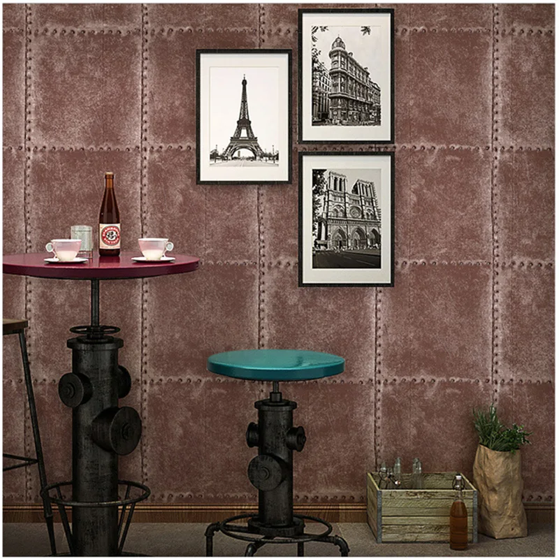 3D Simulation Iron Industrial Wind Wallpaper Loft Retro Rivets Secret Room Escape Bar Living Room Home Decoration Wall Sticker