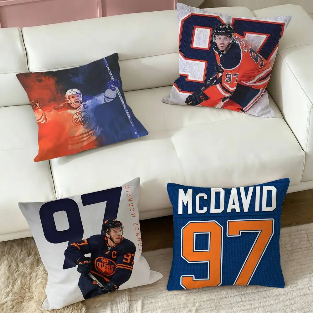 Ice Hockey C-Connor McDavid Square Double-Sided printed Pillow Case Bedroom Bedside Pillow Sofa Cushion Cover