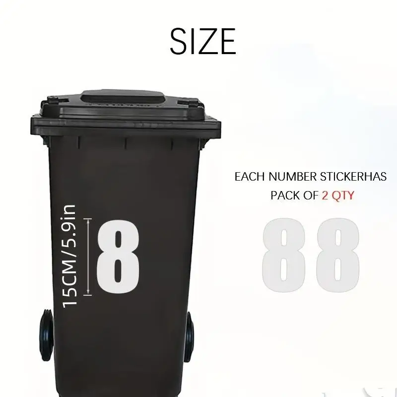 2PCS Sheet 0-9 Number Reflective Stickers Waterproof Self Adhesive PVC for Apartment Office Door Bin Address Sign