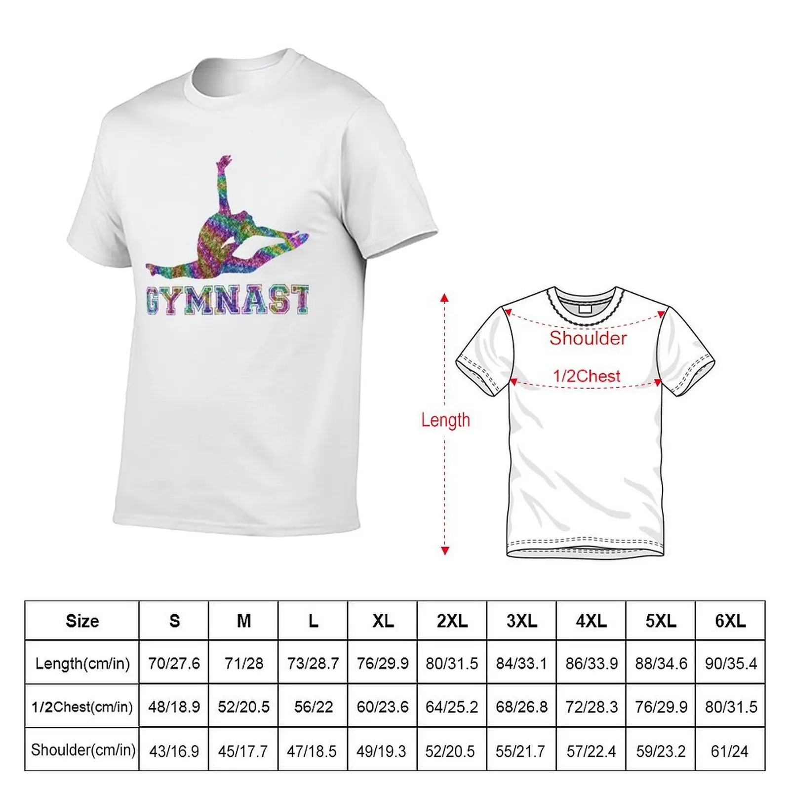 Gymnast Rainbow Glitter T-Shirt t shirts for man pack white t shirt custom print T-Shirt